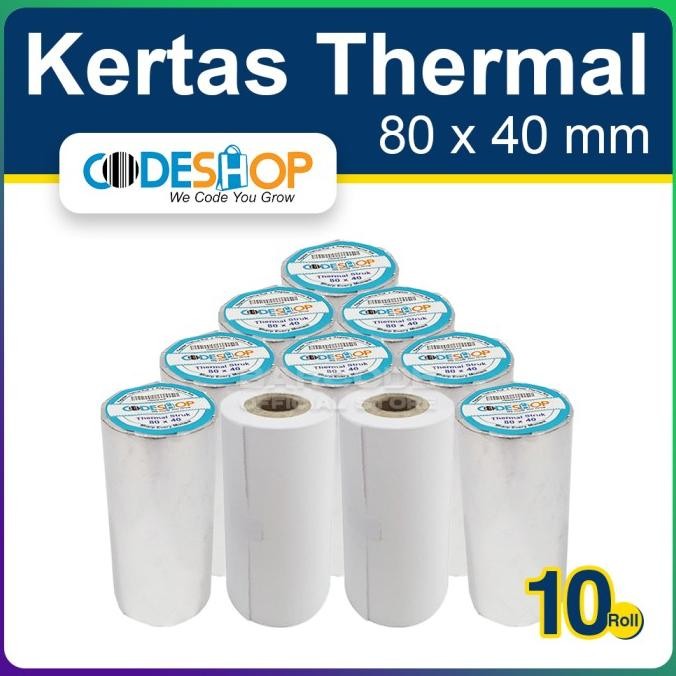 

Kertas Thermal Receipt Printer 80x40 / 80x40mm / 80 x 40 mm (10 roll)