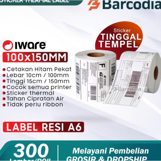 

LABEL BARCODE THERMAL 100 X 150 MM - KERTAS STICKER LABEL