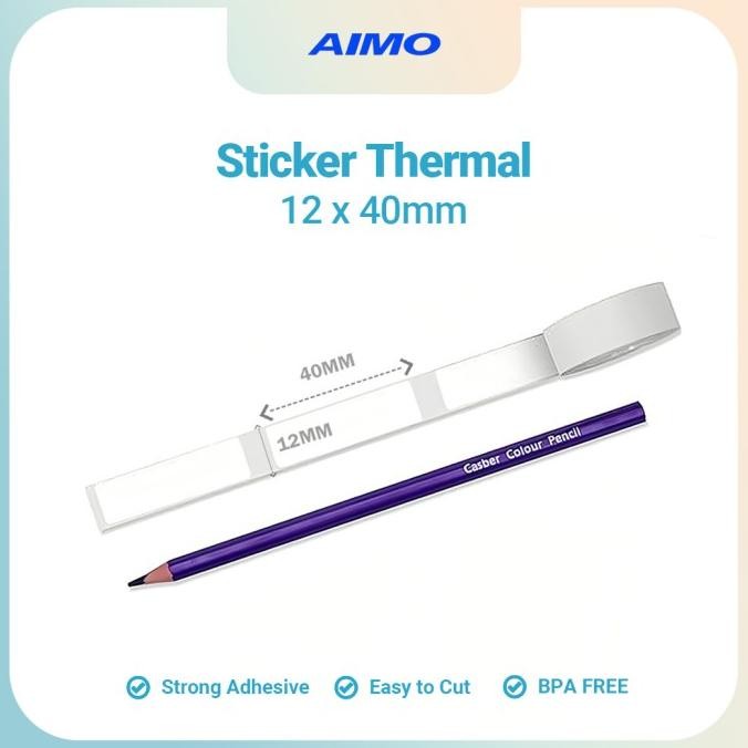 

AIMO Sticker Thermal Paper 12mm X 40mm 3/8" X 1 1/2" 160 Labels/Roll D35 Thermal self-Adhesive Label