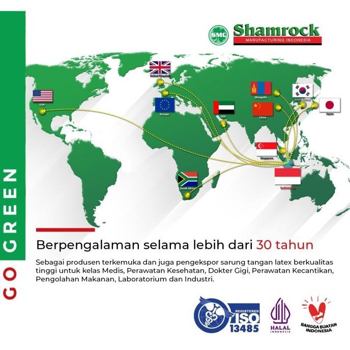 SHAMROCK LATEX POWDER FREE GLOVES | SARUNG TANGAN KARET WARNA HITAM