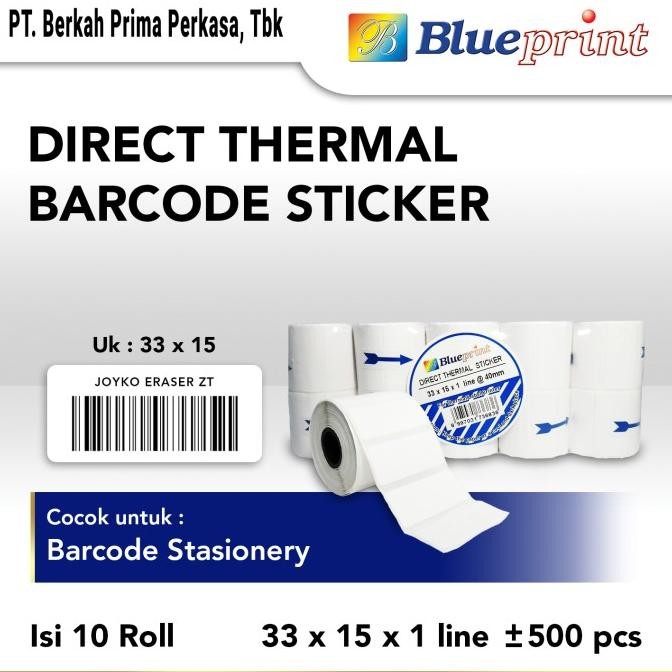 

Direct Thermal Sticker / Label Stiker BLUEPRINT 33x15x1 Isi 10 Roll