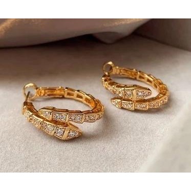 Anting wanita, Anting Tulang Ular Moissanite Emas 17K