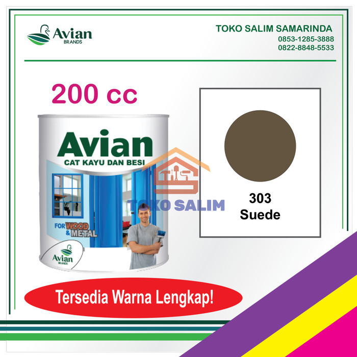 Kualitas terbaik] Cat Minyak Kayu dan Besi 200cc AVIAN Warna Lengkap- 303 Suede