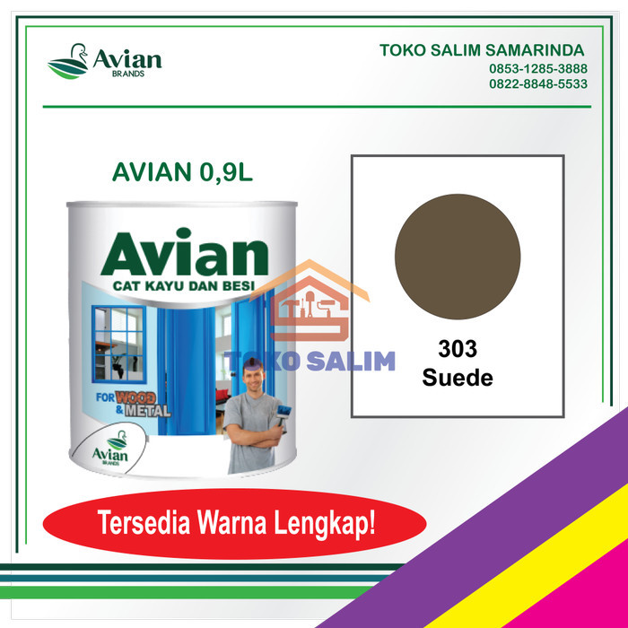 {{{{{{] Cat Minyak Kayu dan Besi 0,9L AVIAN Warna Lengkap- 303 Suede