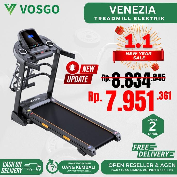 ALAT FITNESS TREADMILL ELEKTRIK VENEZIA VOSGO TERMURAH AUTO INCLINE ORIGINAL DAN TERPERCAYA