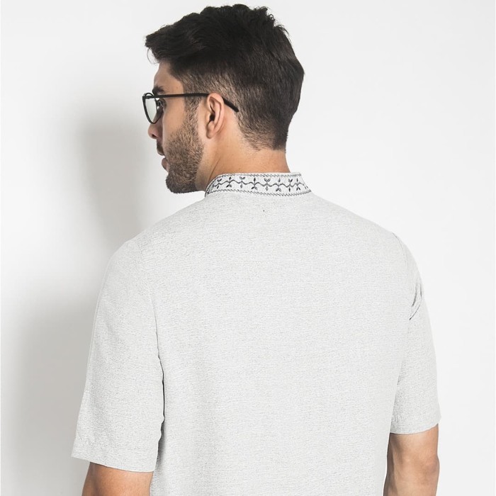 Lgs - Baju Koko - Kemeja Koko - Koko Bordir Kerah - Abu - Regular Fit #Gratisongkir #Sale #Discount