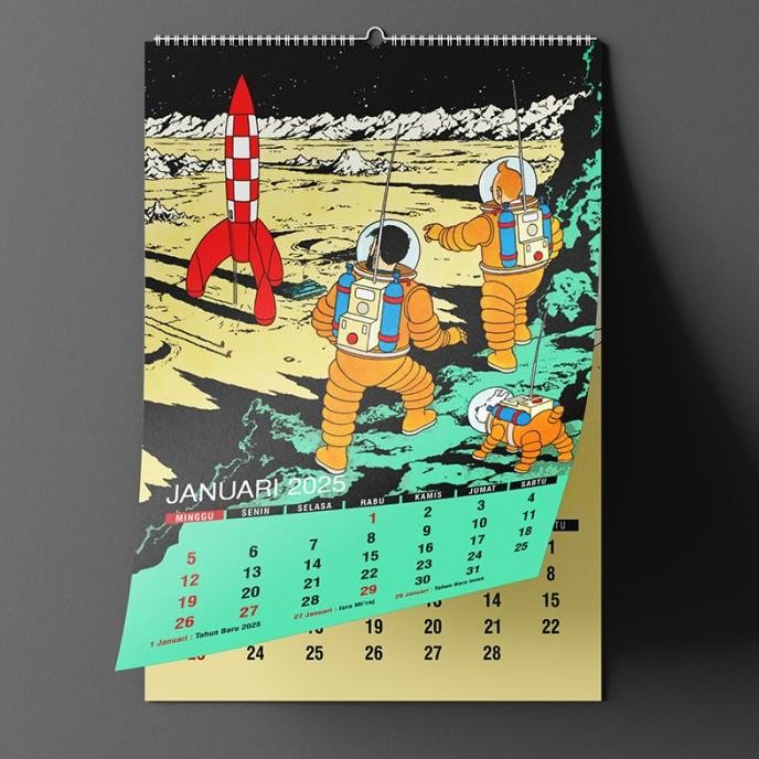 

BEBAS ONGKIR - kalender dinding 2025 "Tintin#2" isi 12 bl