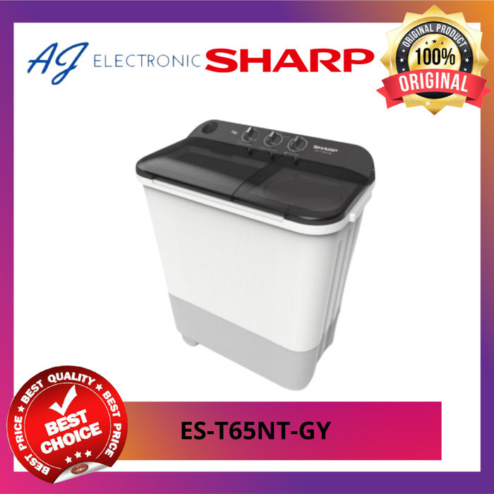 Mesin Cuci Sharp Es-T65Nt-Gy / Es-T65Nt / Est65Nt , 2 Tabung 6 Kg