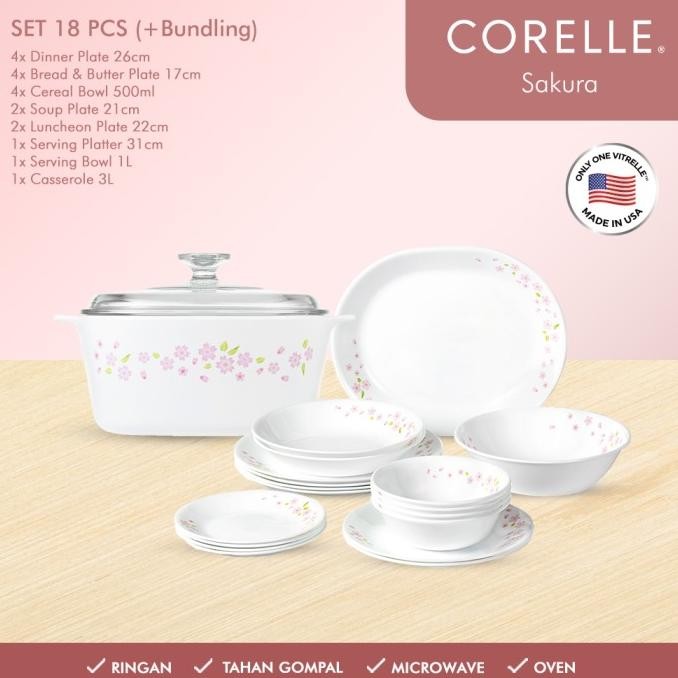 Sale Corelle Sakura Dinner Set 18Pcs / Set Piring Makan