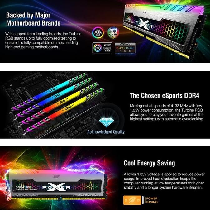 Silicon Power Ddr4 3200Mhz C16 Udimm - Xpower Turbine Rgb Gaming 32Gb