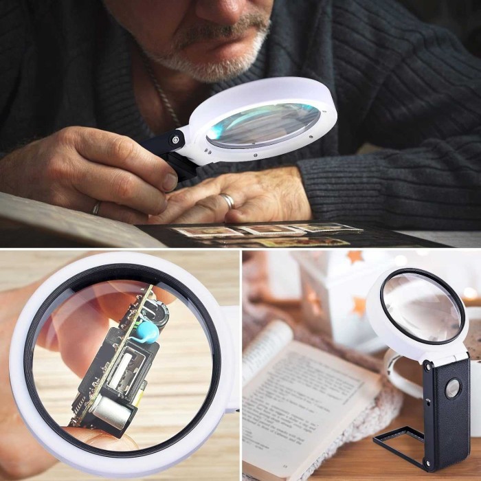 

Kaca Lup Pembesar Baca Buku Layar Hp Service Lipat Genggam Tangan Lampu Led Usb