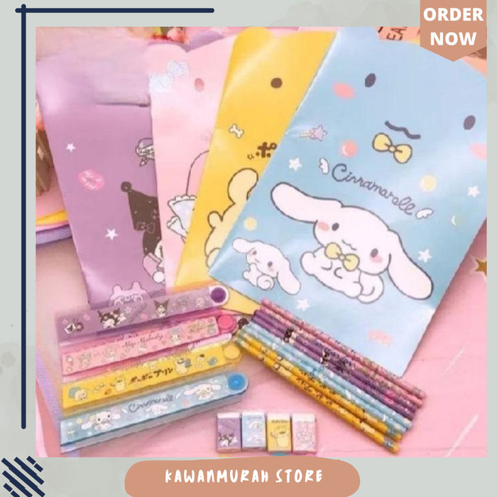 

Alat Tulis Set Kuromi Melody Lengkap Pouch / Goodie Bag Ultah Atk