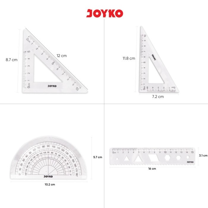 

Joyko Math Set 4 Pcs Penggaris Fleksibel Lentur Transparan Anti Pecah Patah Flexible Ruler