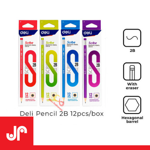 

Deli Pensil 2B Anak Sekolah Set 12Pcs / Deli Graphite Pencil Hexagon U510000 1 Pack
