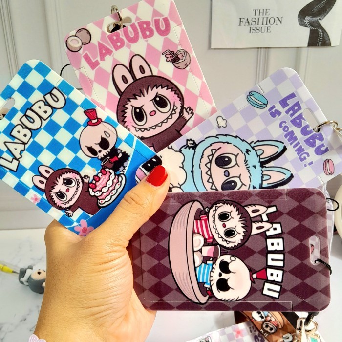 

Gantungan Kartu Lanyard Labubu Tali Panjang Full Colour Ready 4 Warna / Tali Kalung Card Holder