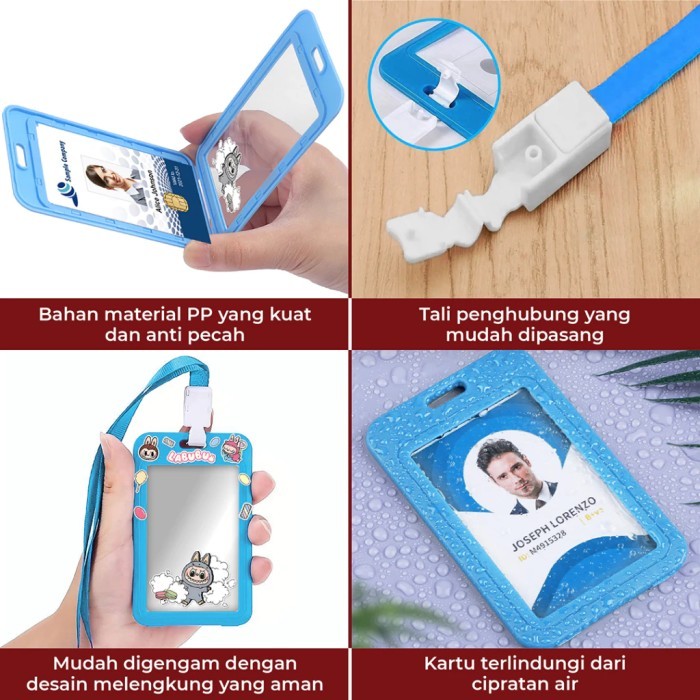 

Import Labubu Id Card Kartu + Gantungan Tali Karakter Nametag Holder Tempat Kartu Identitas Akses