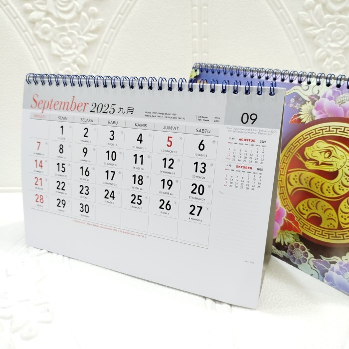 

Kalender Meja Kerja Angka Hitam 2025 [ Penopang Duplex ] Model Samping