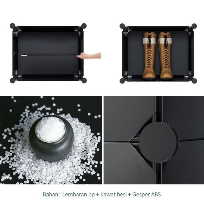 Shenar, Rak Sepatu 4 Susun Plastik / Rak 2 Kolom 4 Tingkat Serbaguna