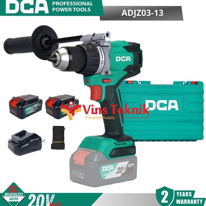 Brushles Hammer Drill Dca Messin Bor Baterai 13Mm 20V Dca Adjz03-13