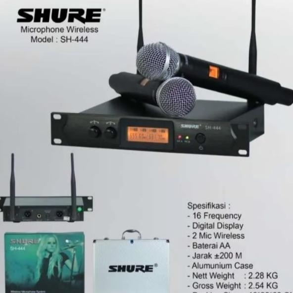 Sale Mic Wireless Shure Sh444 Sh-444 Sh 333 Sh-333 Uhf 2 Mic Pegang