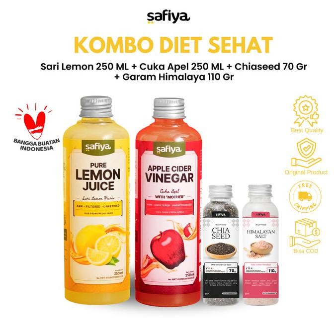 

Safiya Paket 4in1 Cuka Apel 500 ml + Sari Lemon 500 ml + Chiaseed 70 Gr + Garam Himalaya 110 Gr