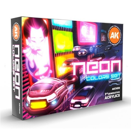 

MURAH NEON COLORS SET 6 COLORS AK11610 ( CAT SAJA TANPA BOX ) - cat model kit paint
