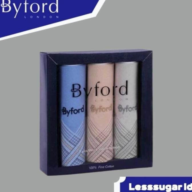 Saputangan Byford Isi 3 PCS Katun Sapu Tangan Handkerchiefs X06