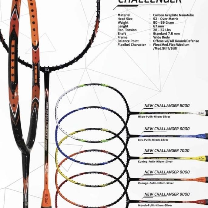 Diskon Raket Badminton Hiqua Hq New Challenger 5000/6000/7000/8000/9000 Ori