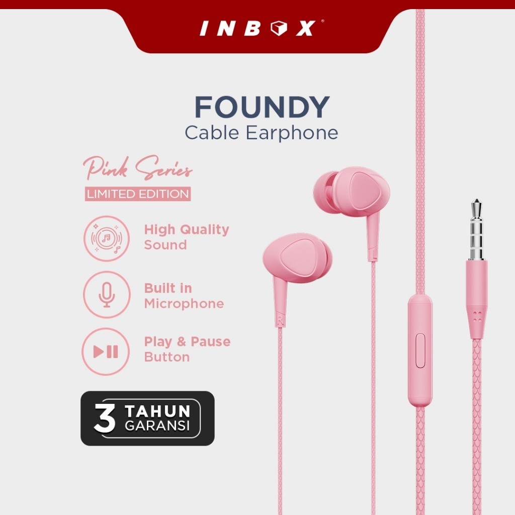 BEST SALE Inbox Foundy Kabel Earphone - Headset Handsfree dengan Microphone - Gaming Pink Edition