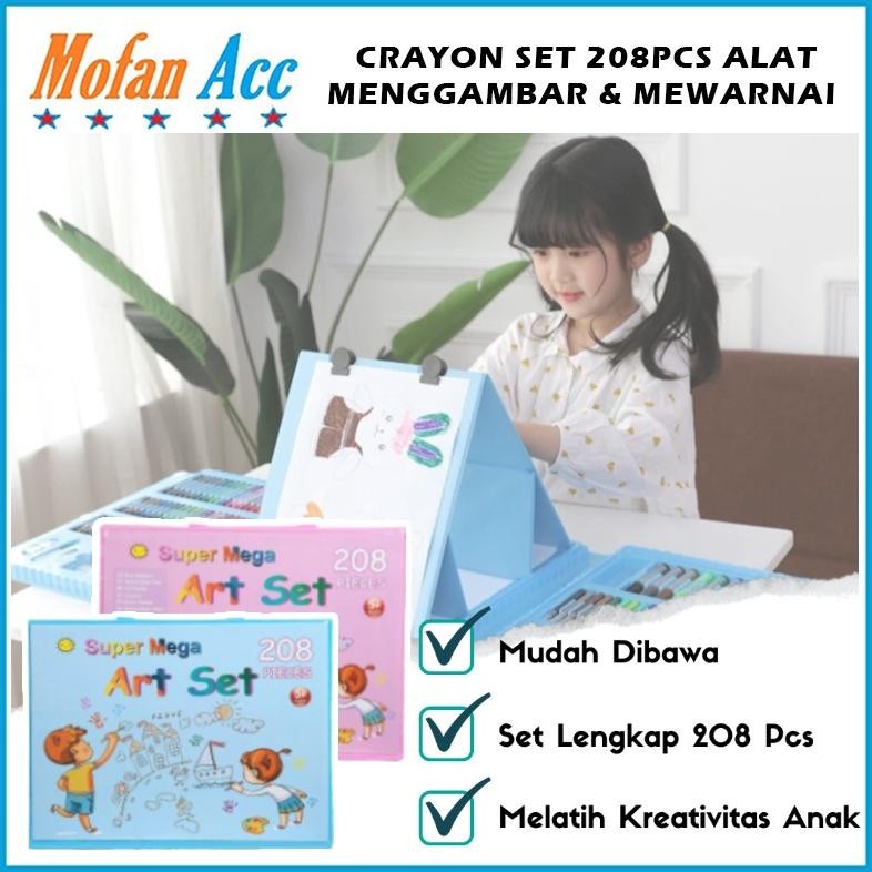 

BISA COD Crayon Set 208pcs / Alat Menggambar Mewarnai Dan Melukis Lengkap Isi 208 Pcs Untuk Anak-Anak / Kit Art Supplies Painting Set For Children / Krayon Hadiah Kado Ulang Tahun Anak Birthday Gift Water Colors Pensil Warna Pencil Colours Coloring Set