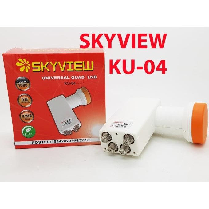 KU-04 LNB QUAD OUTPUT KU BAND SKYVIEW NOISE 0.2 DB (OFFSET) TERBAIK