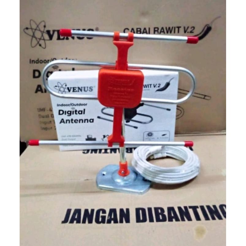 ANTENA TV DIGITAL ANALOG INDOOR DINDING DVBT2 + BOOSTER VENUS TERBAIK