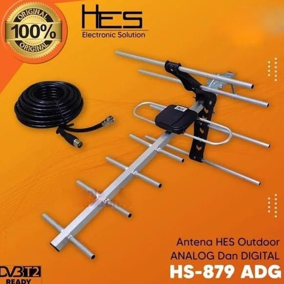HES 879 ANTENA TV DIGITAL OUTDOOR HES HS-879 + KABEL 10 METER LUAR TERBATAS