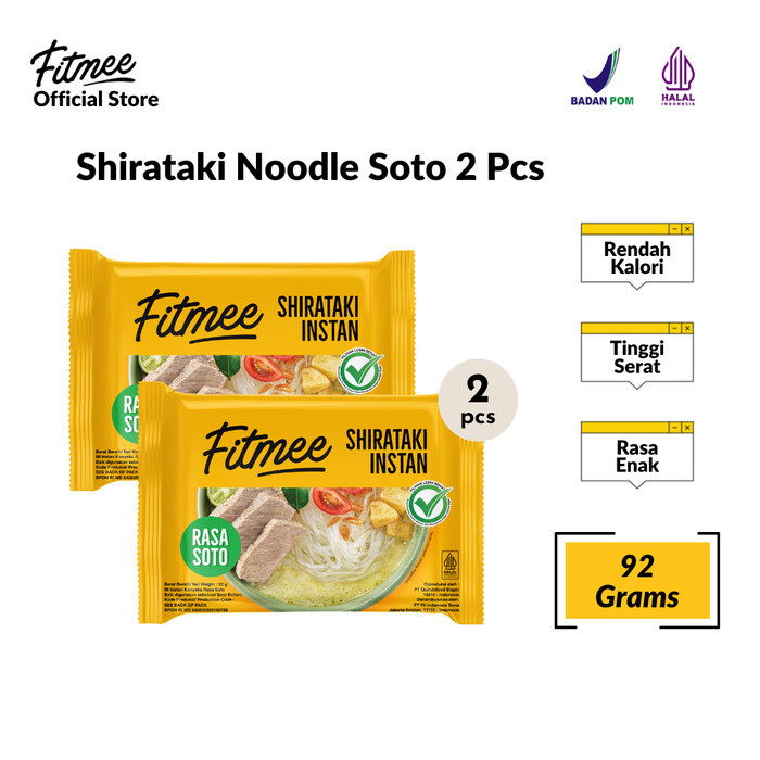 

TERBARU! Fitmee Mie Instan Shirataki Soto Gluten Free 92 Gr Isi 2 Pcs
