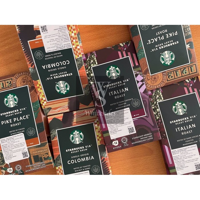 

VIA Starbucks Coffee Instant Italian Roast Colombia Pike Place 12Stick