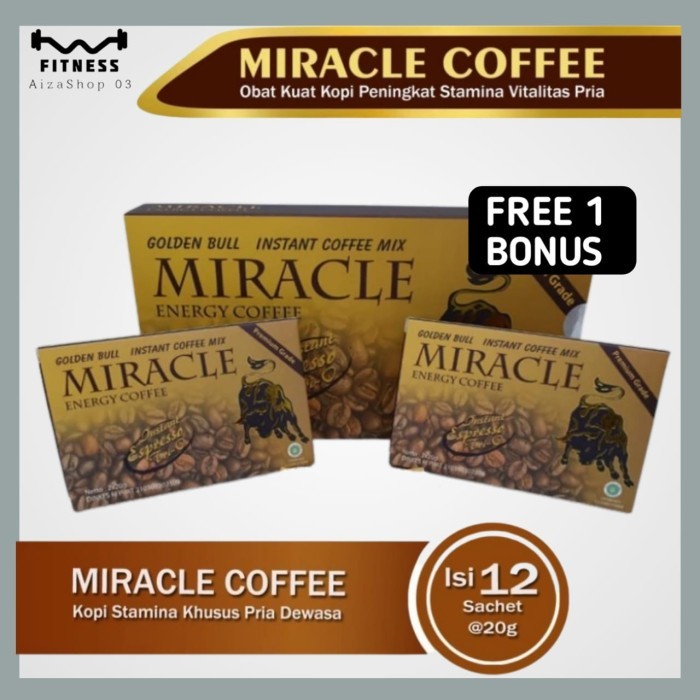 

PROMO! Miraclecoffe golden bull energy coffe premium grade per box isi 12 sachet