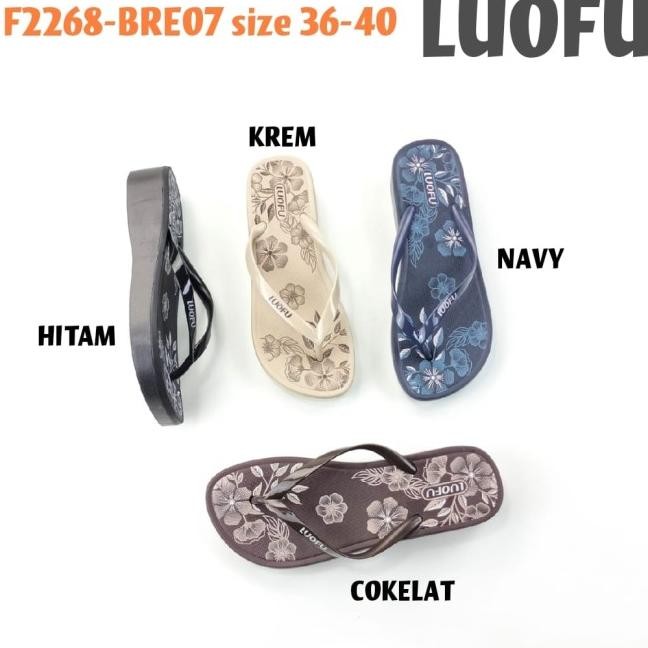 F2268Bre07 Jelly Andal Jepit Wanita Luofu Aret Endal Cewe