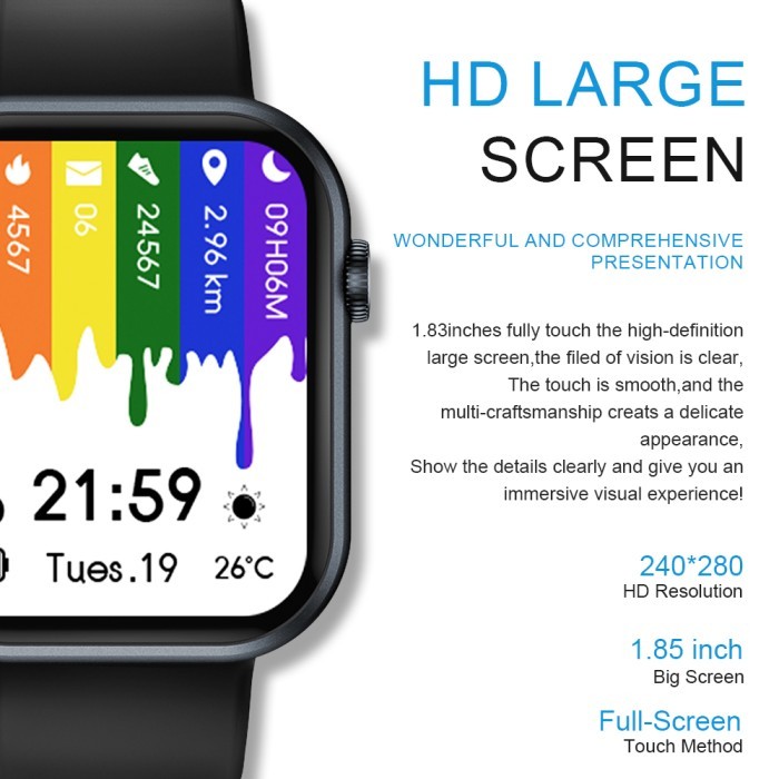 BIDEN SmartWatch 1.83 inch Bluetooth Call Jam Tangan Calculator Custom Wallpaper Smart Watch IP67