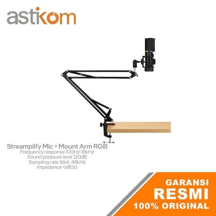 Gaming Microphone Streamplify Mic + Mount Arm RGB Streaming (MIC 48 RGB-MA-BK)