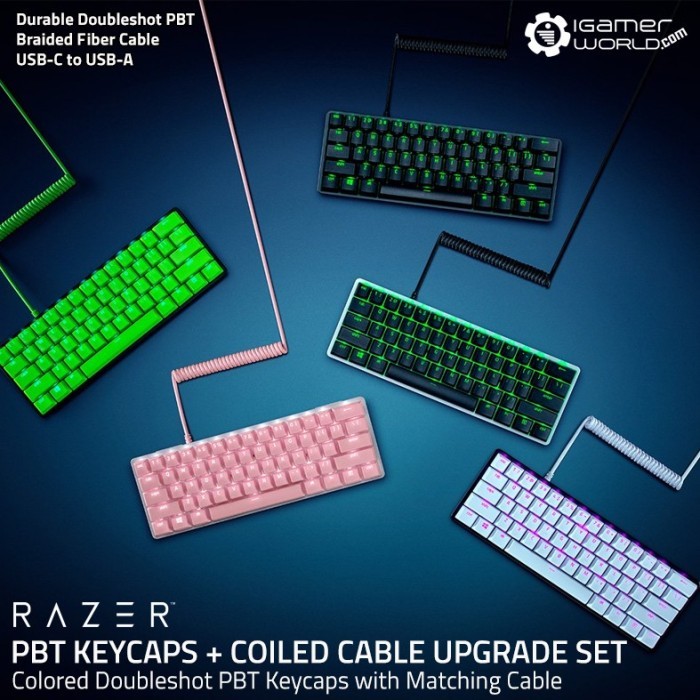 Razer PBT Keycaps + Coiled Cable Upgrade Set for Mechanical Keyboard