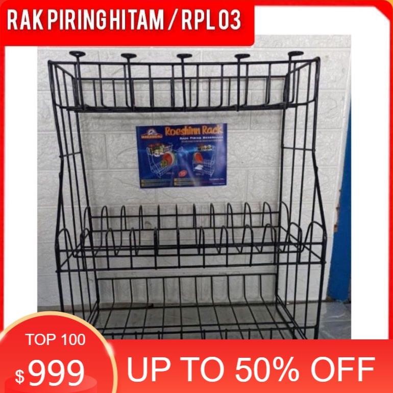 gha-65 RPL 03 HITAM / RAK PIRING SUSUN 3 ANTI KARAT / rak kawat susun 3  / rak piring RPL 03 / rak p
