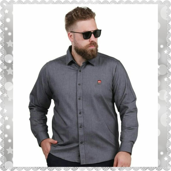 Kemeja Jumbo Mr Quik ManKemeja Jumbo Mr Quiks Man Bhn Katun Denim Popline Wil Allsz Fit XL P72cm Ld1