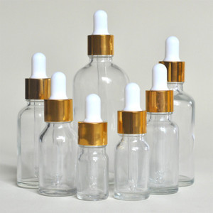 LabTestKit 10pcs/lot 5ml to 100ml lab clear round glass Refined oil bottle with glass droppers golde
