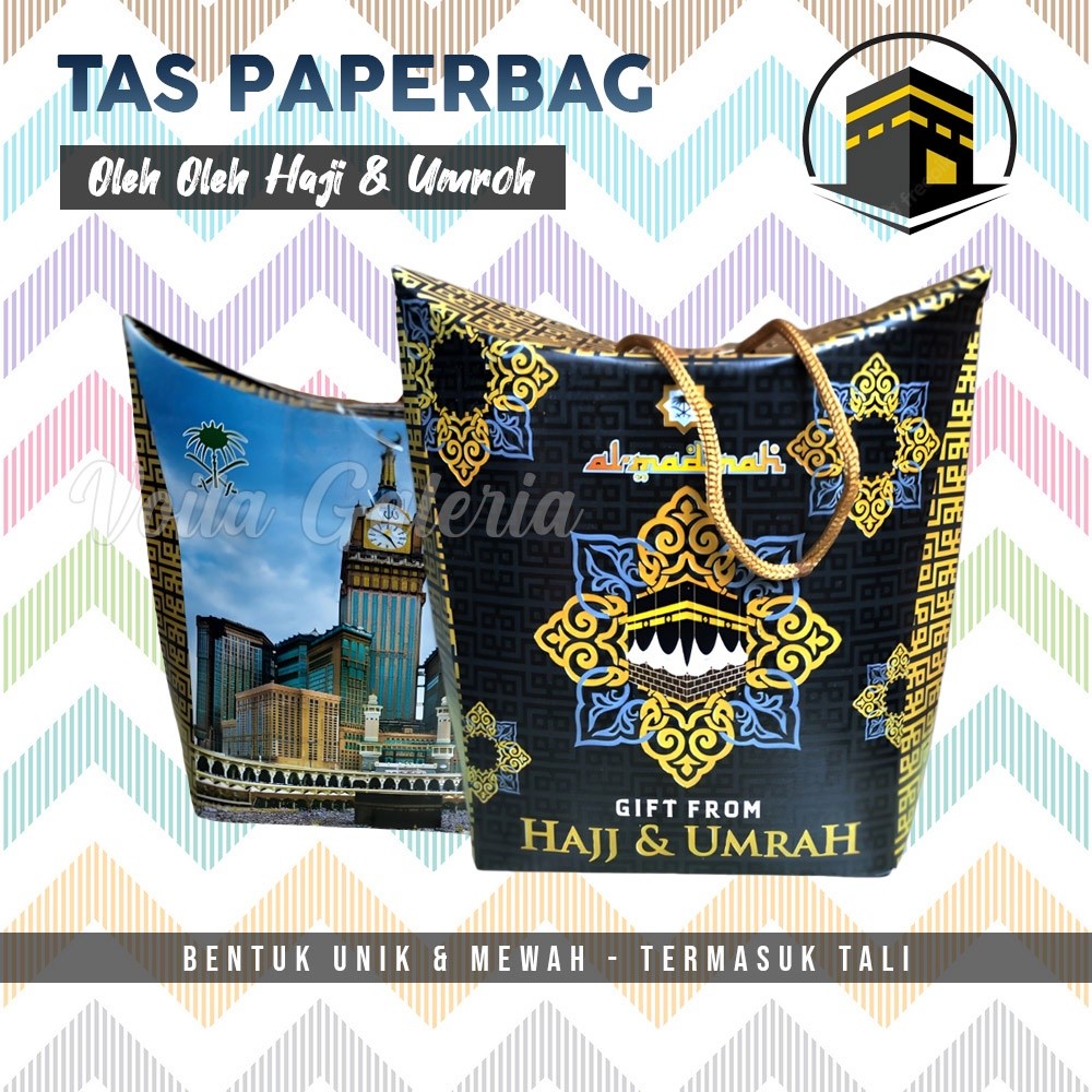 

(20 Pcs) Tas Paperbag Oleh Oleh Haji Dan Umroh - Tas Jinjing Dus Kotak Plus Tali