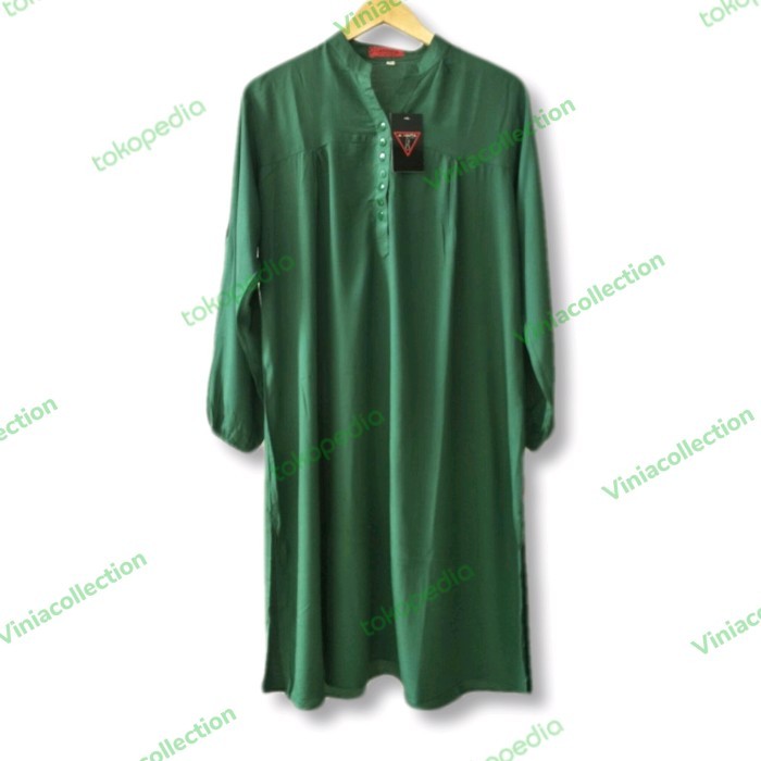 Murah Tunik katun rayon polos jumbo warna hijau botol M.L.XL.4L.5L.6L Non COD