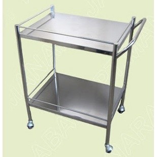 Meja Troli Instrumen 2 Rak Stainless Steel - Trolley 2 Susun Stainless Steel - ALKES KENCANA