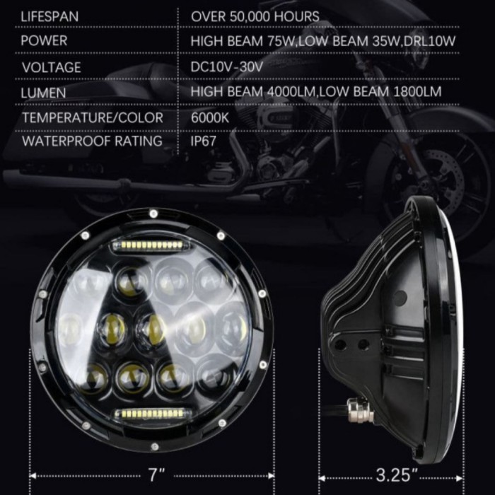 Headlamp LED spyder 7inch jimny hardtop taft rubicon