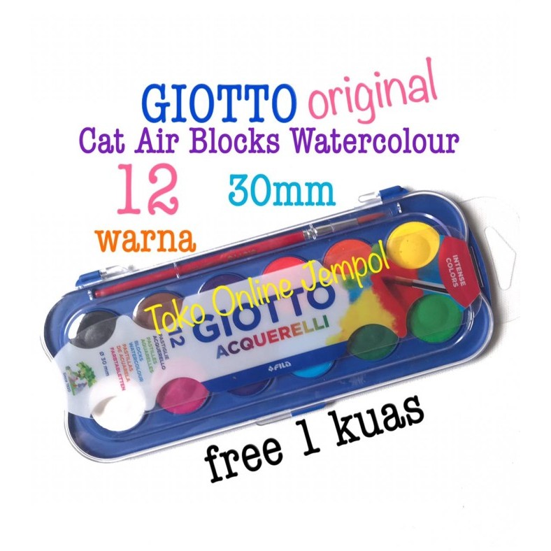

TERBARU 30mm 12 warna Cat Air Block Watercolour GIOTTO 967702 cake ATK0628GT BISA GRAB!