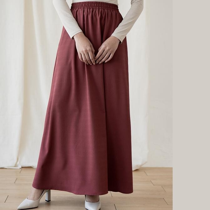 Andari Skirt By Aska Label - Rok Maxi Wanita Dengan Kantong Dan Pinggang Full Karet Pokiesashop