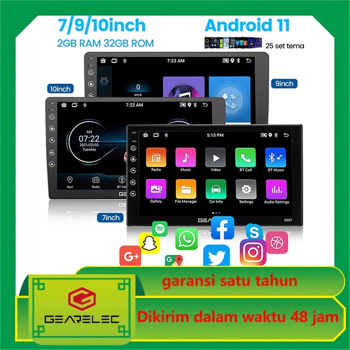 Head Unit Android 12 Double DIN 7 9 10 inch Bluetooth Wifi GPS